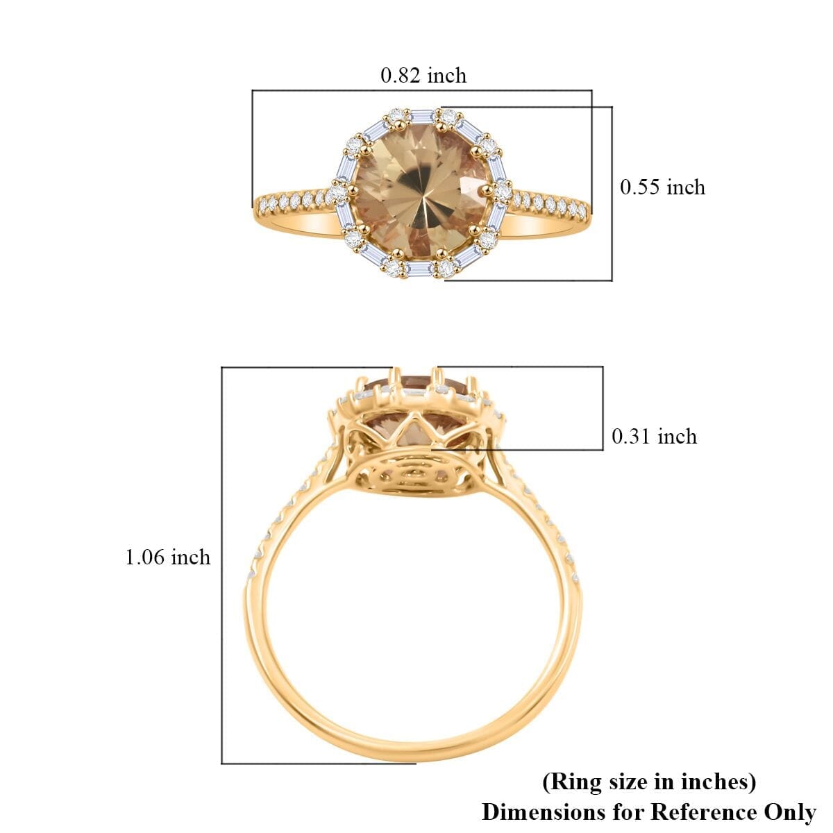 Certified & Appraised Luxoro AAA Turkizite and White Diamond I2 3.50 ctw Ring in 14K Yellow Gold (Size 10.0) image number 5