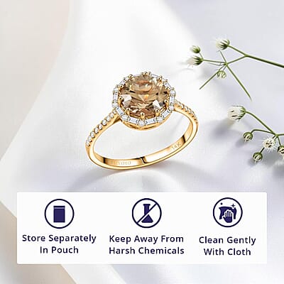 Certified & Appraised Luxoro 14K Yellow Gold AAA Turkizite, White Diamond (I2) Ring (Size 11.0) 3.50 ctw
