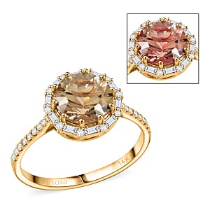 Certified & Appraised Luxoro AAA Turkizite and White Diamond I2 3.50 ctw Ring in 14K Yellow Gold (Size 7.0)