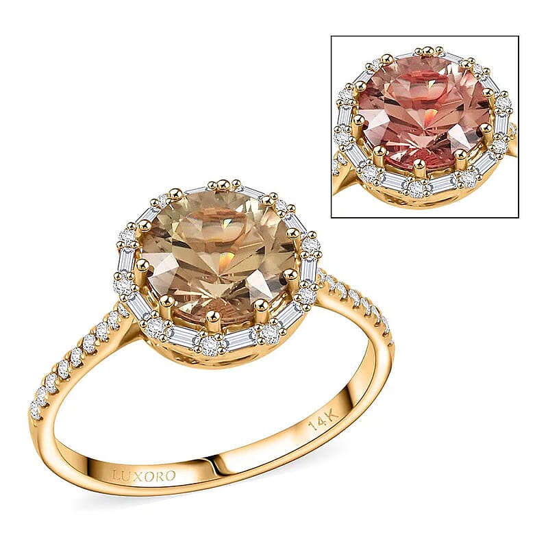 Certified & Appraised Luxoro AAA Turkizite and White Diamond I2 3.50 ctw Ring in 14K Yellow Gold (Size 7.0)