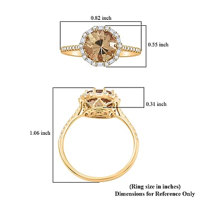 Luxoro AAA Turkizite and White Diamond I2 3.50 ctw Ring in 14K Yellow Gold (Size 8.0)