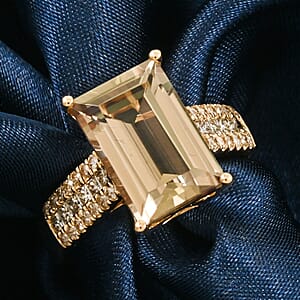 Certified and Appraised Luxoro AAA  Turkizite, White Diamond Ring in 14K Yellow Gold 5.60 ctw (Size 7.5)