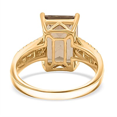 Certified and Appraised Luxoro AAA  Turkizite, White Diamond Ring in 14K Yellow Gold 5.60 ctw (Size 7.5)