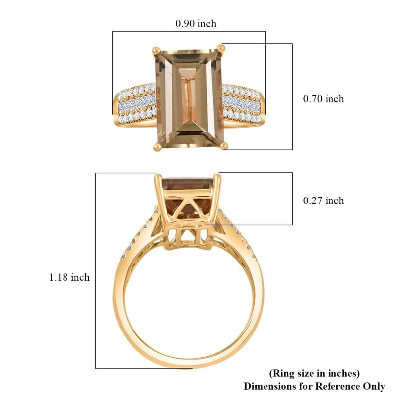Certified and Appraised Luxoro AAA  Turkizite, White Diamond Ring in 14K Yellow Gold 5.60 ctw (Size 7.5)