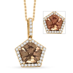 Certified & Appraised Luxoro AAA Turkizite and White Diamond I2 3.35 ctw Pendant without Chain in 14K Yellow Gold 