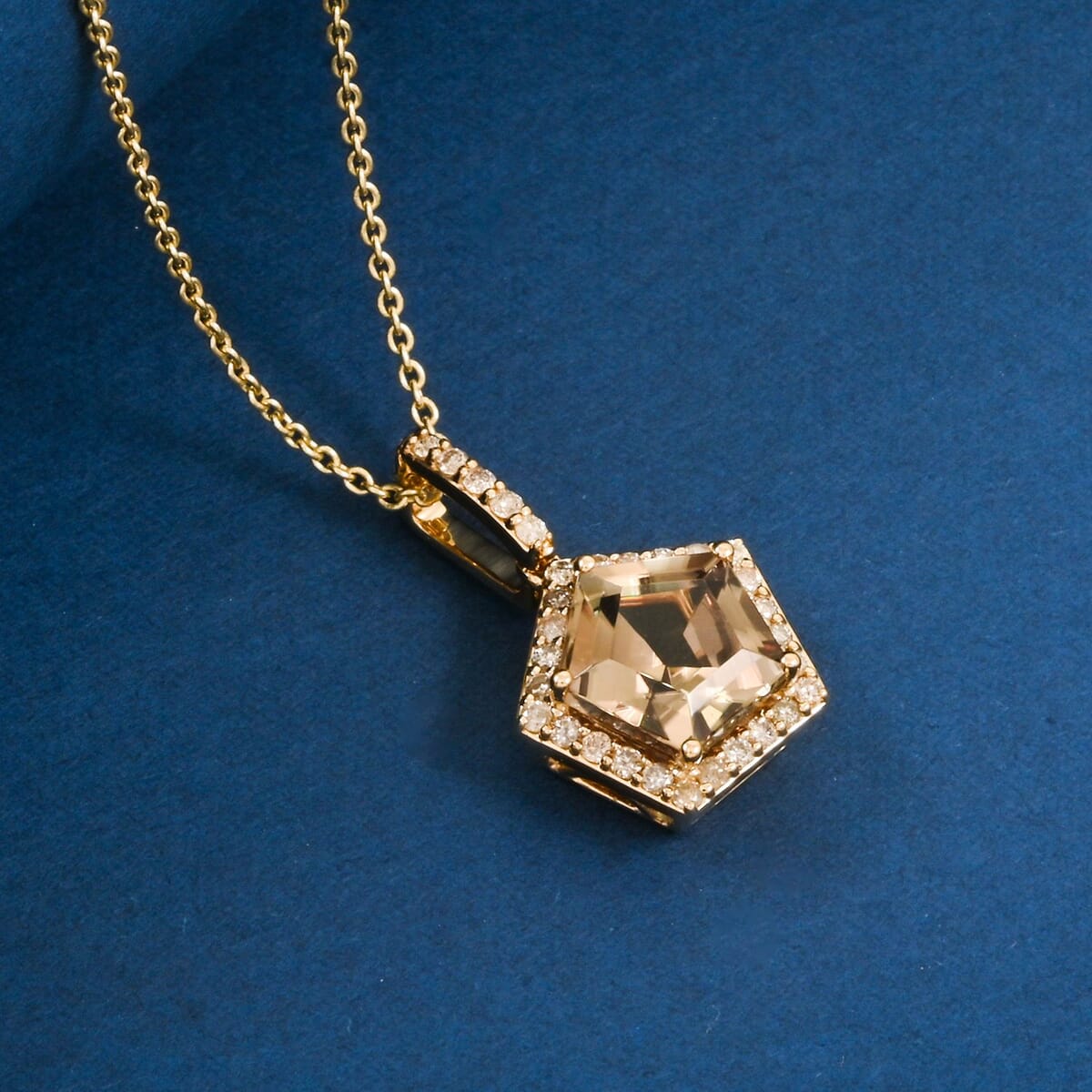 Certified & Appraised Luxoro AAA Turkizite and White Diamond I2 3.35 ctw Pendant without Chain in 14K Yellow Gold  image number 1
