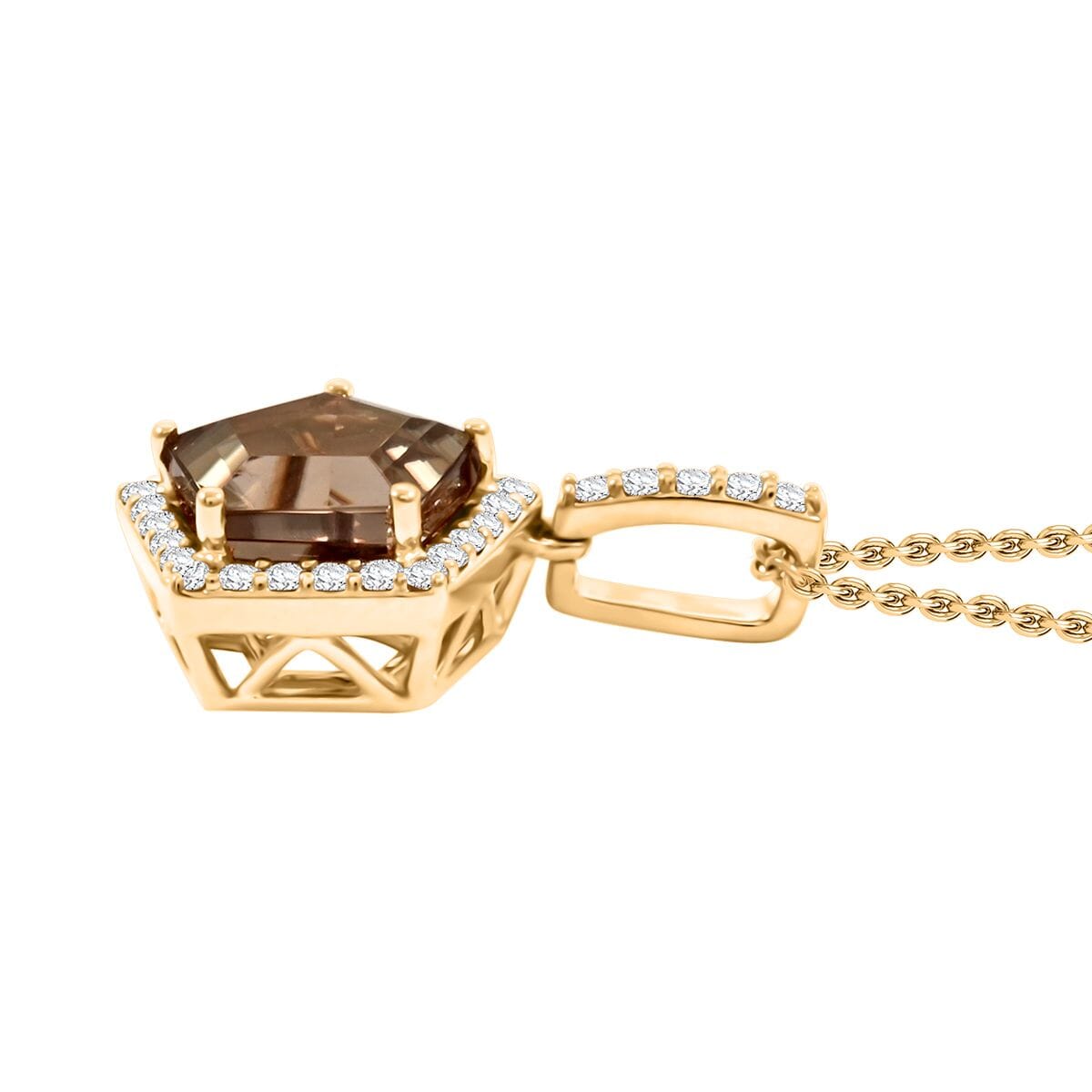 Certified & Appraised Luxoro AAA Turkizite and White Diamond I2 3.35 ctw Pendant without Chain in 14K Yellow Gold  image number 3