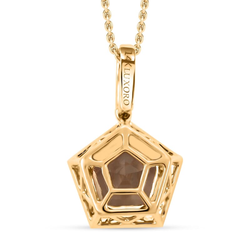 Luxoro AAA Turkizite and White Diamond I2 3.35 ctw Pendant without Chain in 14K Yellow Gold