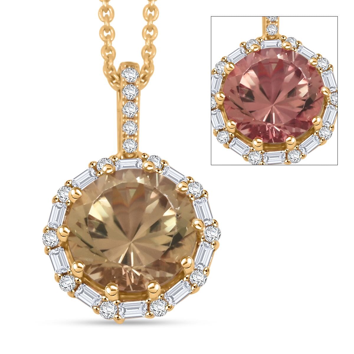 Certified & Appraised Luxoro AAA Turkizite and White Diamond I2 3.40 ctw Pendant without Chain in 14K Yellow Gold  image number 0