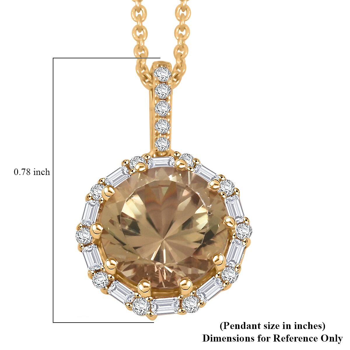 Certified & Appraised Luxoro AAA Turkizite and White Diamond I2 3.40 ctw Pendant without Chain in 14K Yellow Gold 