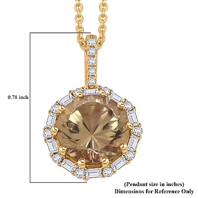 Certified & Appraised Luxoro AAA Turkizite and White Diamond I2 3.40 ctw Pendant without Chain in 14K Yellow Gold