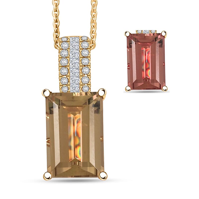 Certified & Appraised Luxoro AAA Turkizite and White Diamond I2 5.35 ctw Pendant without Chain in 14K Yellow Gold 