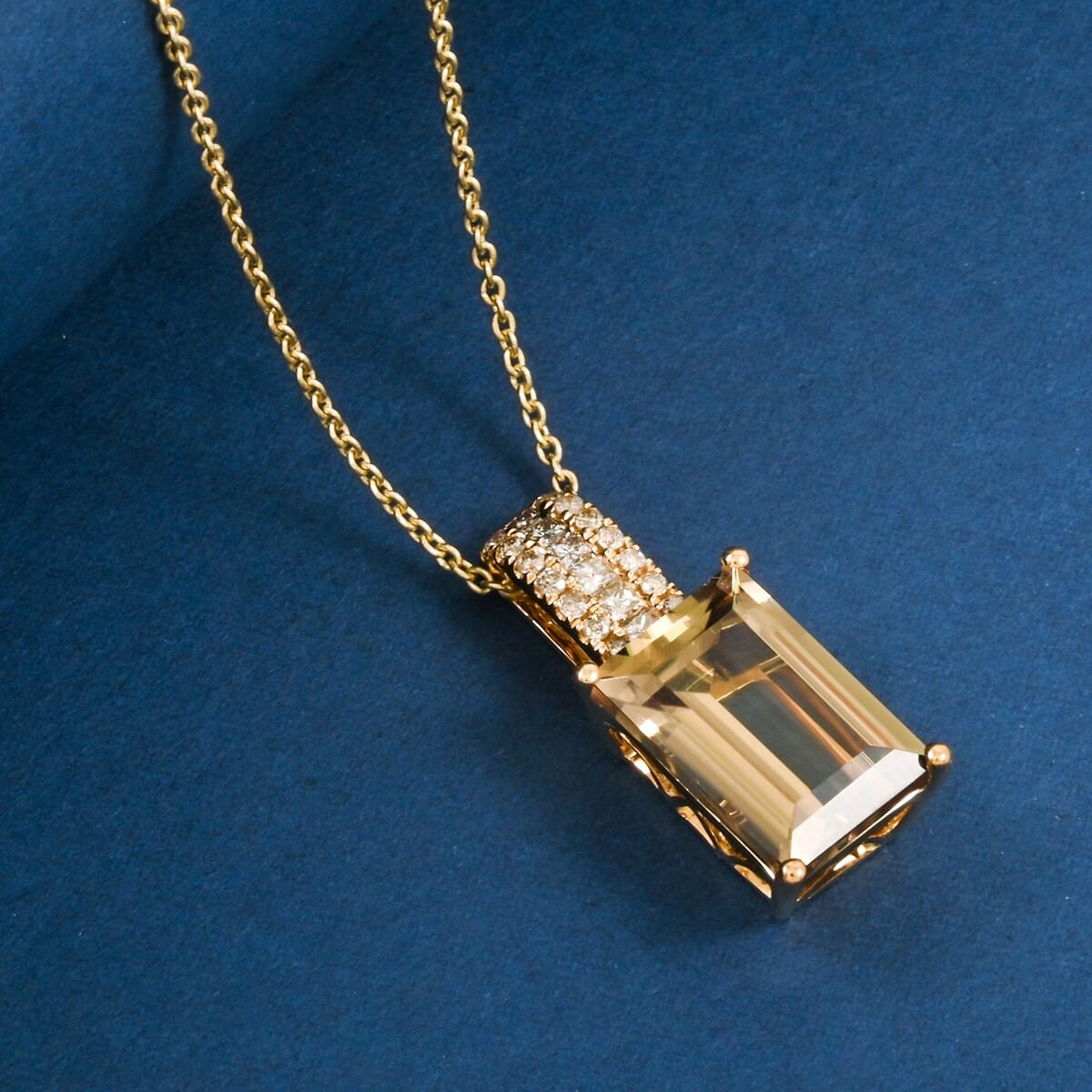 Certified & Appraised Luxoro AAA Turkizite and White Diamond I2 5.35 ctw Pendant without Chain in 14K Yellow Gold  image number 1