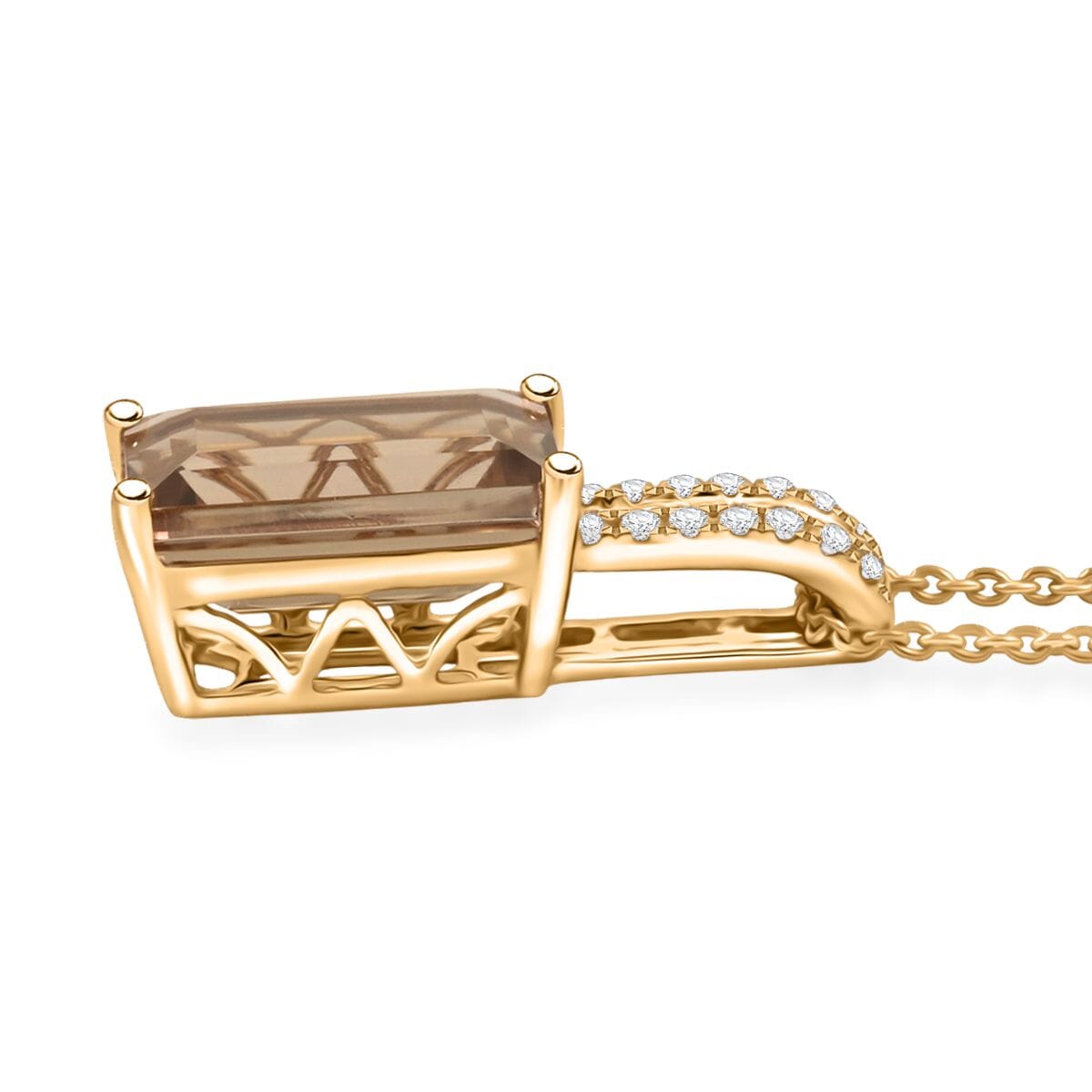 Certified & Appraised Luxoro AAA Turkizite and White Diamond I2 5.35 ctw Pendant without Chain in 14K Yellow Gold  image number 3