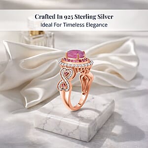 D'Joy Ilakaka Hot Pink Sapphire (FF) and Multi Gemstone 3.65 ctw Infinite Romance Ring in 18K Vermeil Rose Gold Over Sterling Silver (Size 10.0)