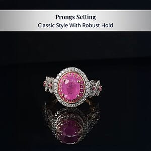 D'Joy Ilakaka Hot Pink Sapphire (FF) and Multi Gemstone 3.65 ctw Infinite Romance Ring in 18K Vermeil Rose Gold Over Sterling Silver (Size 10.0)