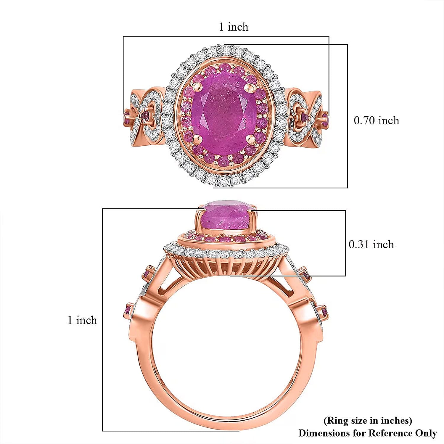 D'Joy Ilakaka Hot Pink Sapphire (FF) and Multi Gemstone 3.65 ctw Infinite Romance Ring in 18K Vermeil Rose Gold Over Sterling Silver (Size 10.0)