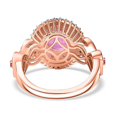 D'Joy Ilakaka Hot Pink Sapphire (FF) and Multi Gemstone 3.65 ctw Infinite Romance Ring in 18K Vermeil Rose Gold Over Sterling Silver (Size 10.0)
