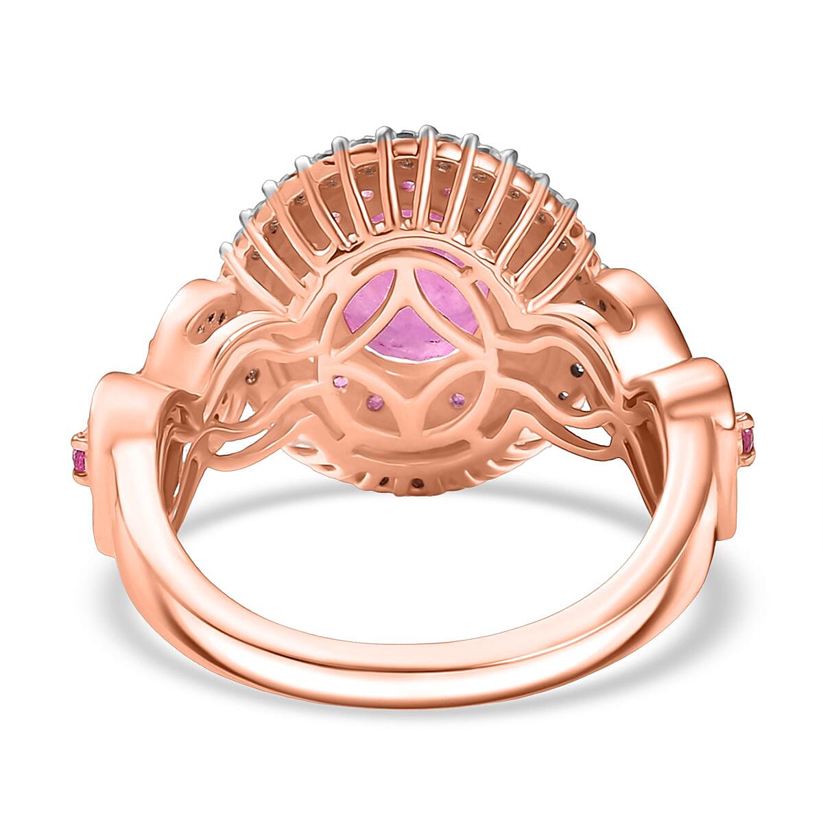 D'Joy Ilakaka Hot Pink Sapphire (FF) and Multi Gemstone 3.65 ctw Infinite Romance Ring in 18K Vermeil Rose Gold Over Sterling Silver (Size 5.0) image number 4