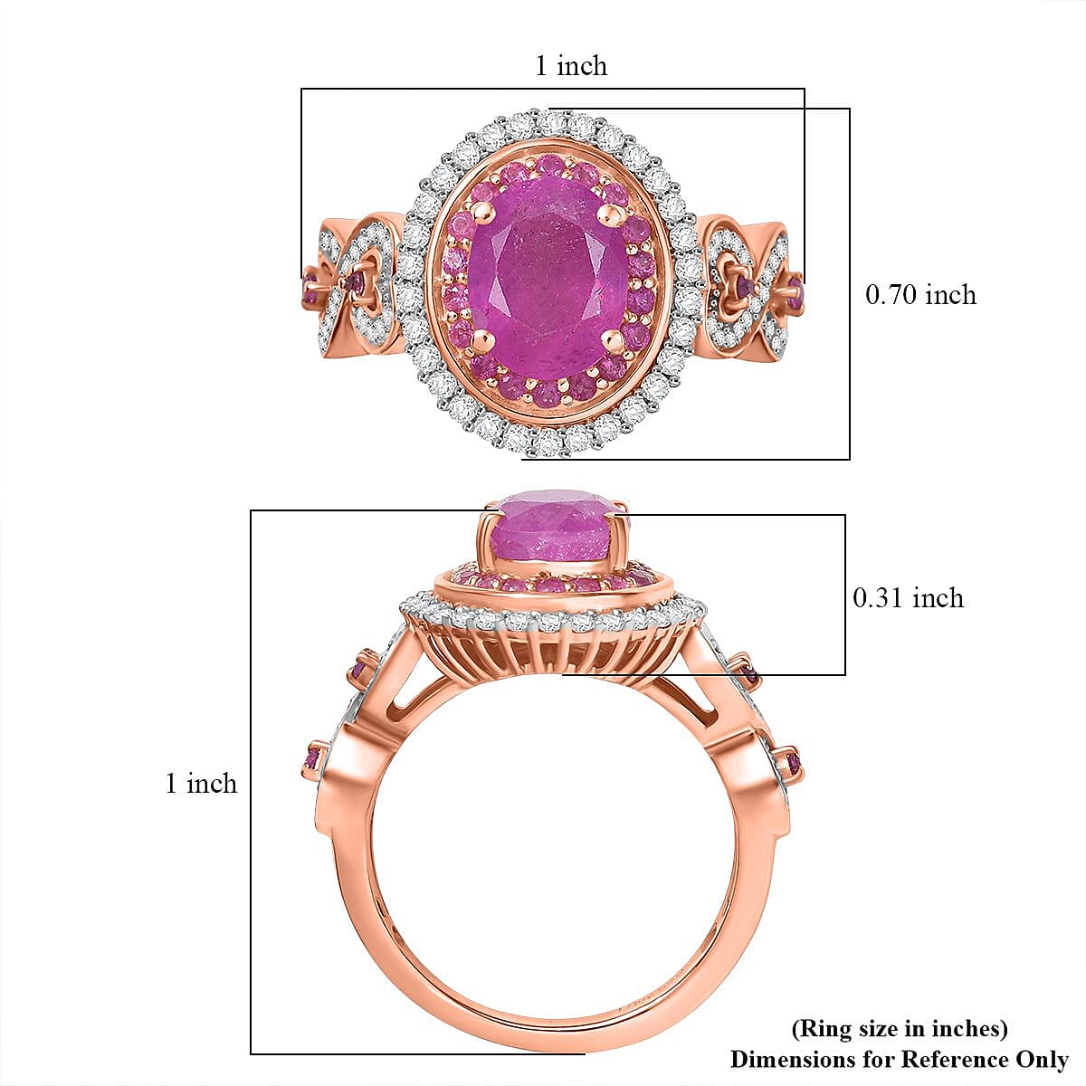 D'Joy Ilakaka Hot Pink Sapphire (FF) and Multi Gemstone 3.65 ctw Infinite Romance Ring in 18K Vermeil Rose Gold Over Sterling Silver (Size 5.0) image number 5