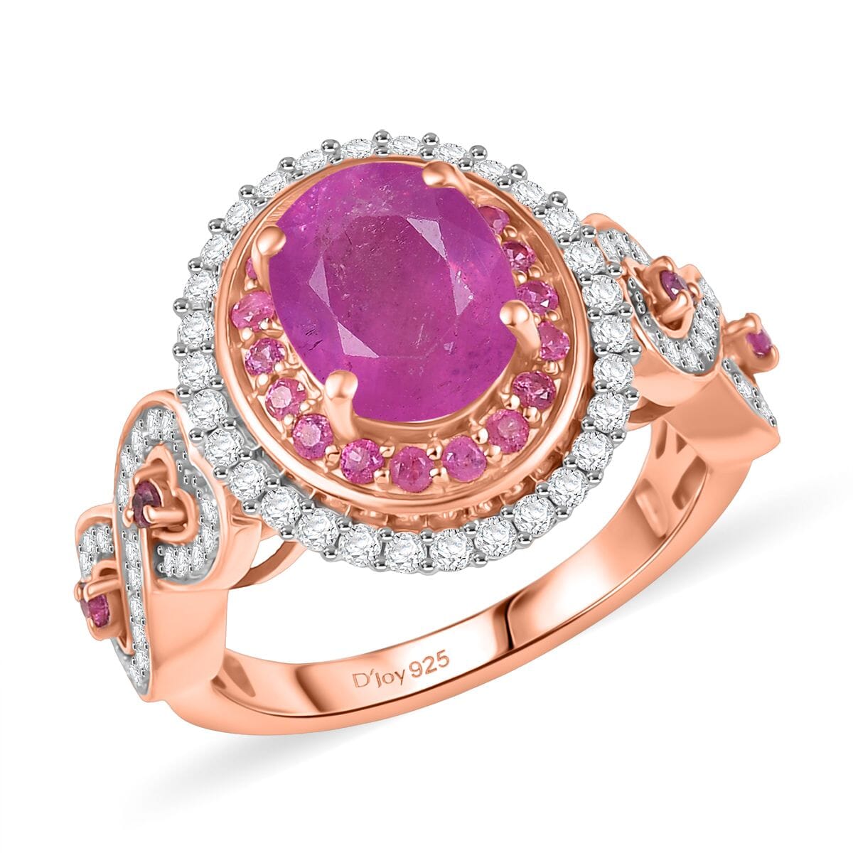 D'Joy Ilakaka Hot Pink Sapphire (FF) and Multi Gemstone 3.65 ctw Infinite Romance Ring in 18K Vermeil Rose Gold Over Sterling Silver (Size 7.0) image number 0