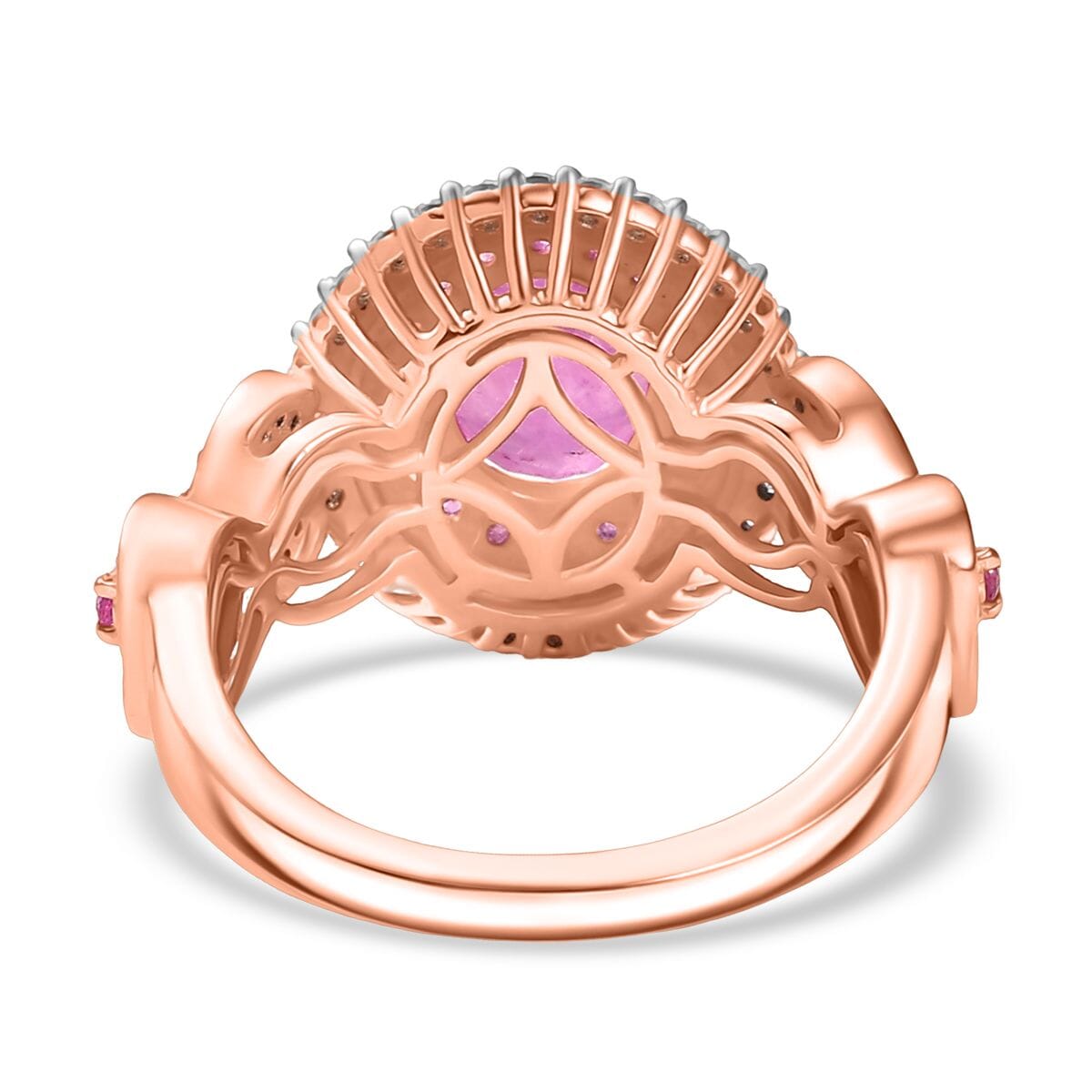 D'Joy Ilakaka Hot Pink Sapphire (FF) and Multi Gemstone 3.65 ctw Infinite Romance Ring in 18K Vermeil Rose Gold Over Sterling Silver (Size 7.0) image number 4