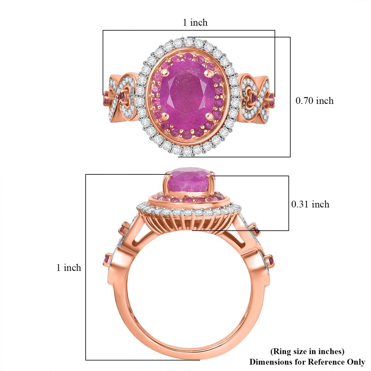 D'Joy Ilakaka Hot Pink Sapphire (FF) and Multi Gemstone 3.65 ctw Infinite Romance Ring in 18K Vermeil Rose Gold Over Sterling Silver (Size 7.0) image number 5