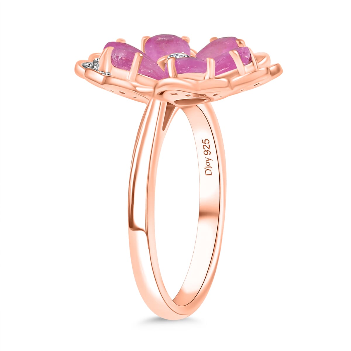 D'Joy Ilakaka Hot Pink Sapphire (FF) and White Zircon 4.10 ctw Floret Glow Ring in 18K Vermeil Rose Gold Over Sterling Silver (Size 7.0)  image number 3