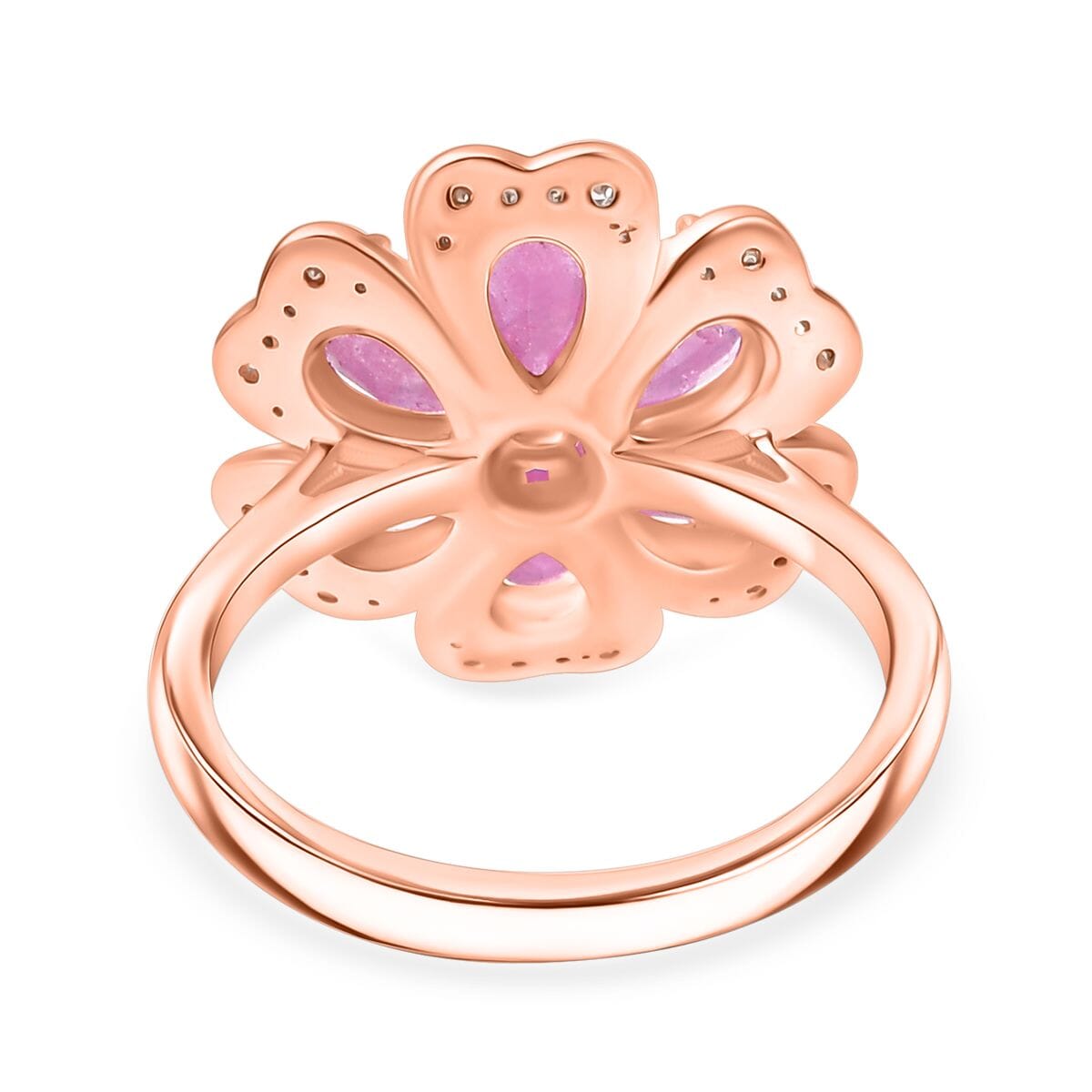 D'Joy Ilakaka Hot Pink Sapphire (FF) and White Zircon 4.10 ctw Floret Glow Ring in 18K Vermeil Rose Gold Over Sterling Silver (Size 8.0) image number 4