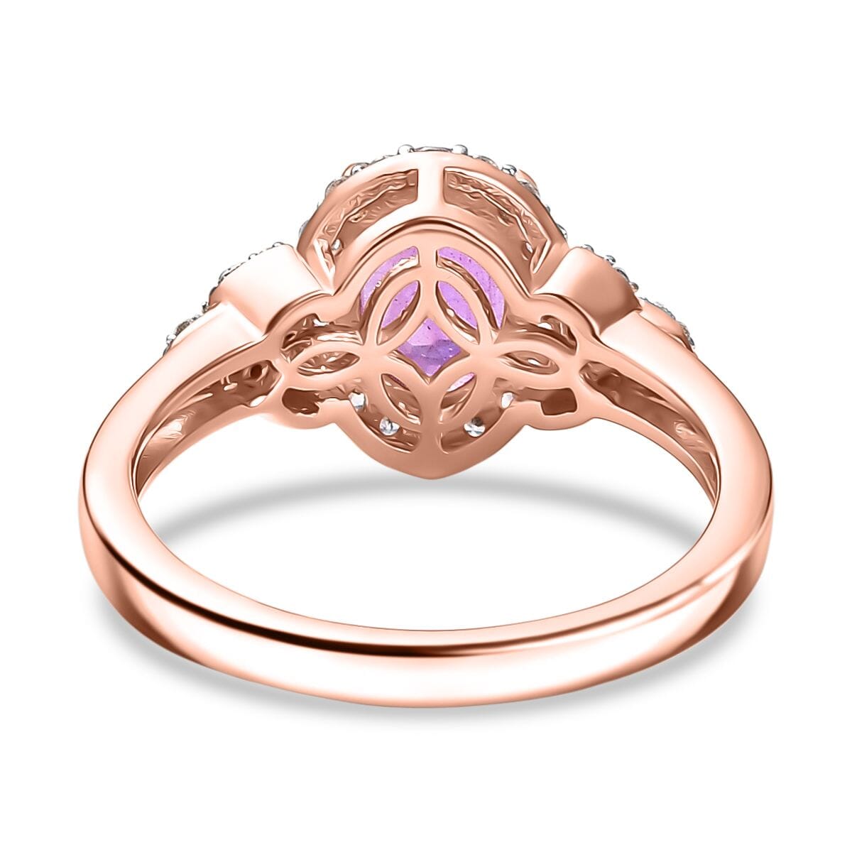 D'Joy Ilakaka Hot Pink Sapphire (FF) and White Zircon 2.30 ctw Eternal Promise Ring in 18K Vermeil Rose Gold Over Sterling Silver (Size 10.0) image number 4