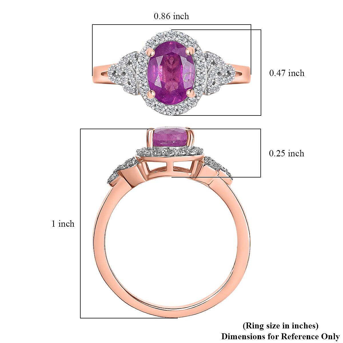 D'Joy Ilakaka Hot Pink Sapphire (FF) and White Zircon 2.30 ctw Eternal Promise Ring in 18K Vermeil Rose Gold Over Sterling Silver (Size 10.0)