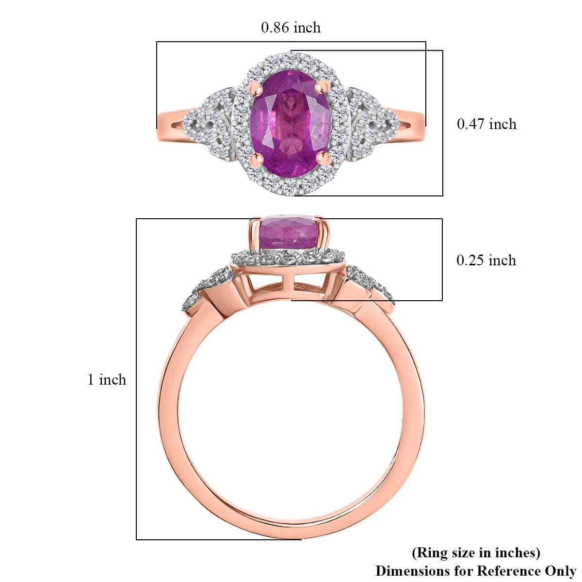 D'Joy Ilakaka Hot Pink Sapphire (FF) and White Zircon 2.30 ctw Eternal Promise Ring in 18K Vermeil Rose Gold Over Sterling Silver (Size 6.0) image number 5