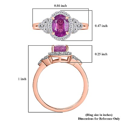 D'Joy Ilakaka Hot Pink Sapphire (FF) and White Zircon 2.30 ctw Eternal Promise Ring in 18K Vermeil Rose Gold Over Sterling Silver (Size 7.0)