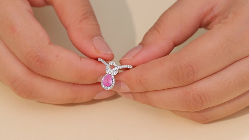 D'Joy Ilakaka Hot Pink Sapphire (FF), Moissanite Eternal knot Ring in 18K Vermeil RG Over Sterling Silver (Size 10.0) 1.35 ctw
