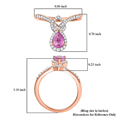 D'Joy Ilakaka Hot Pink Sapphire (FF) and Moissanite 1.35 ctw Eternal knot Ring in 18K Vermeil Rose Gold Over Sterling Silver (Size 10.0)
