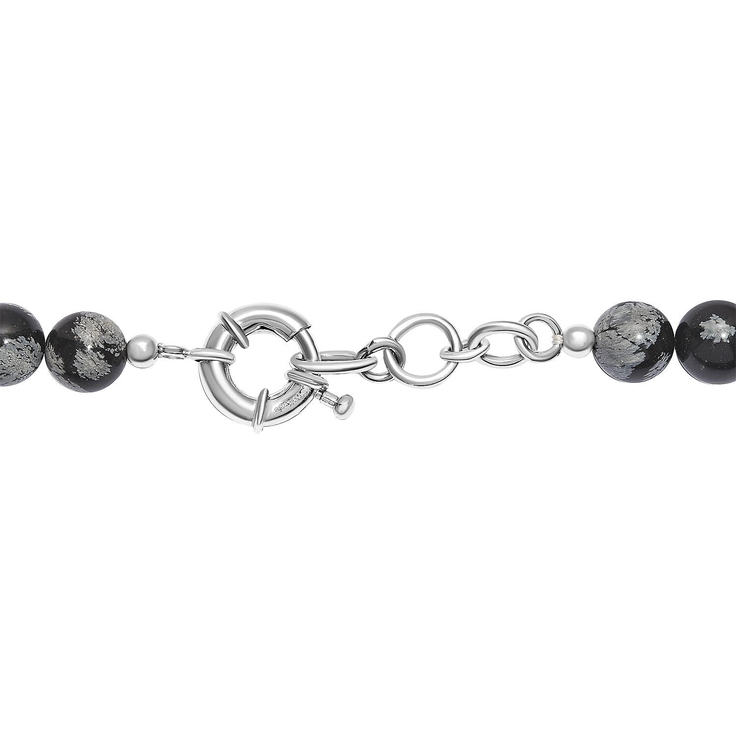 Snow Flake Obsidian 260.00 ctw Beaded Necklace in Platinum Bond 18 Inches
