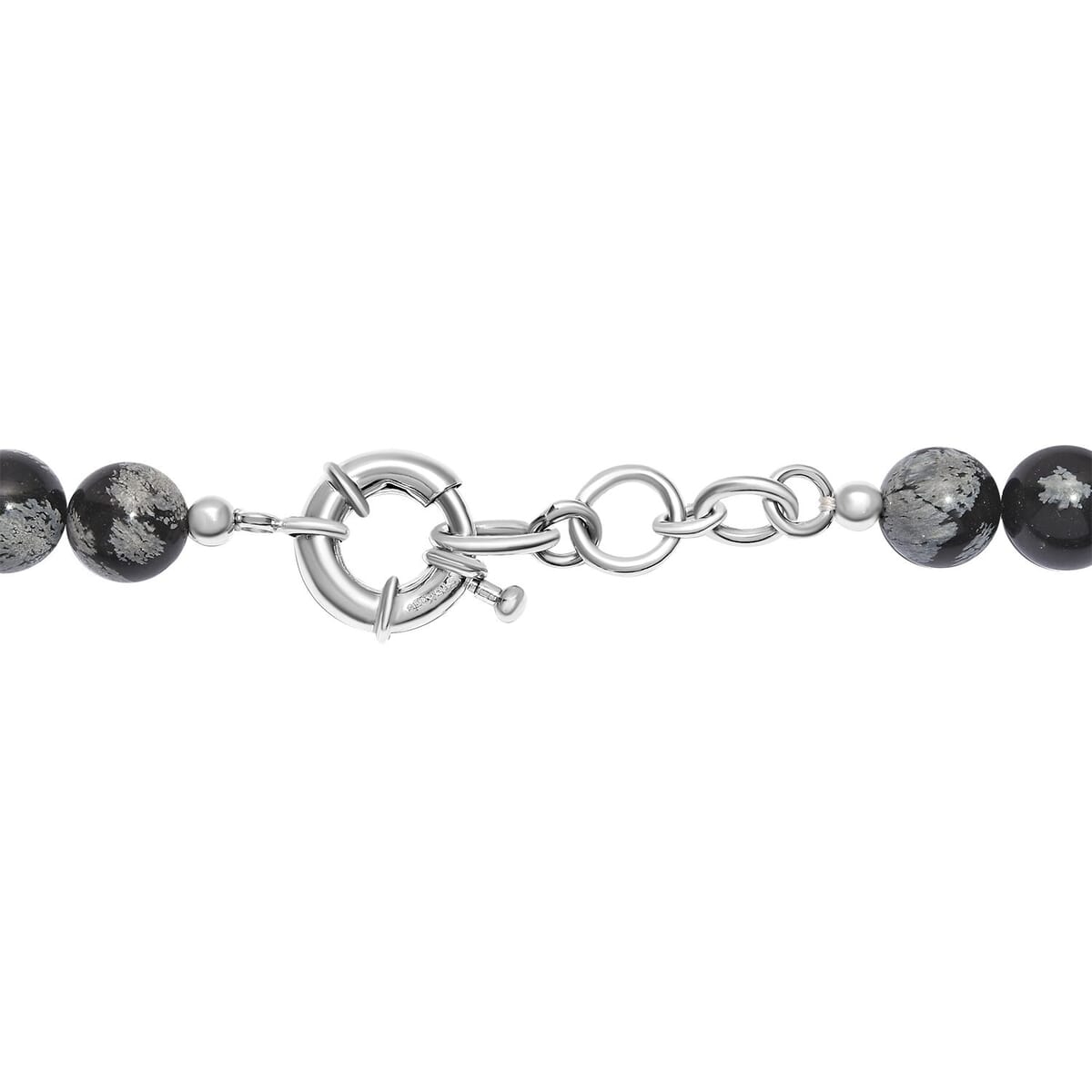 Snow Flake Obsidian 260.00 ctw Beaded Necklace in Platinum Bond 18 Inches image number 4
