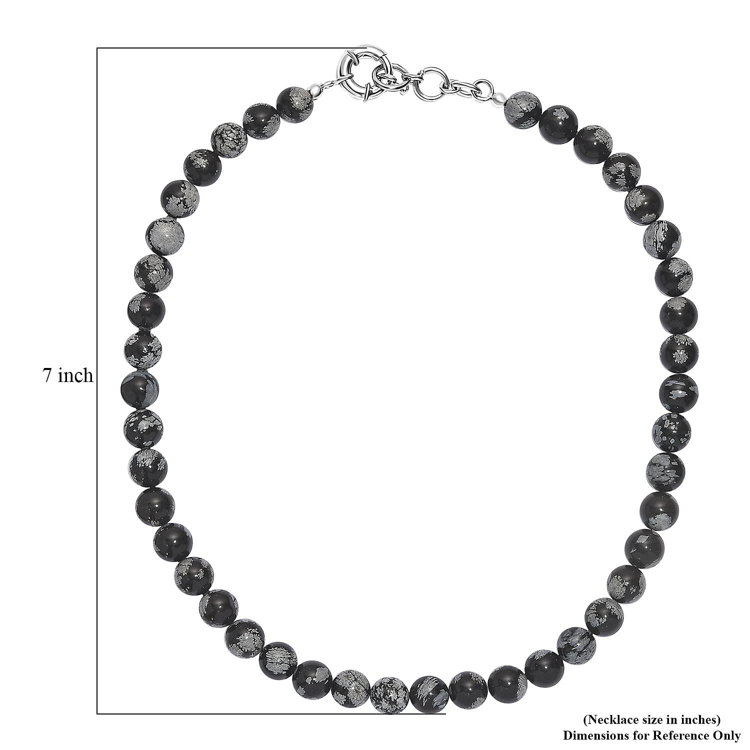 Snow Flake Obsidian 260.00 ctw Beaded Necklace in Platinum Bond 18 Inches