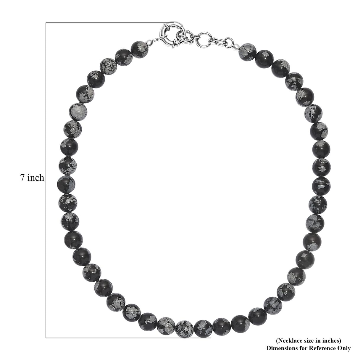 Snow Flake Obsidian 260.00 ctw Beaded Necklace in Platinum Bond 18 Inches image number 5