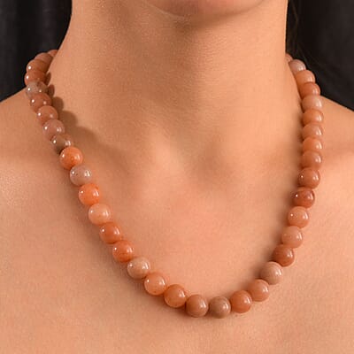 Sunstone 290.00 ctw Beaded Necklace in Platinum Bond 18 Inches