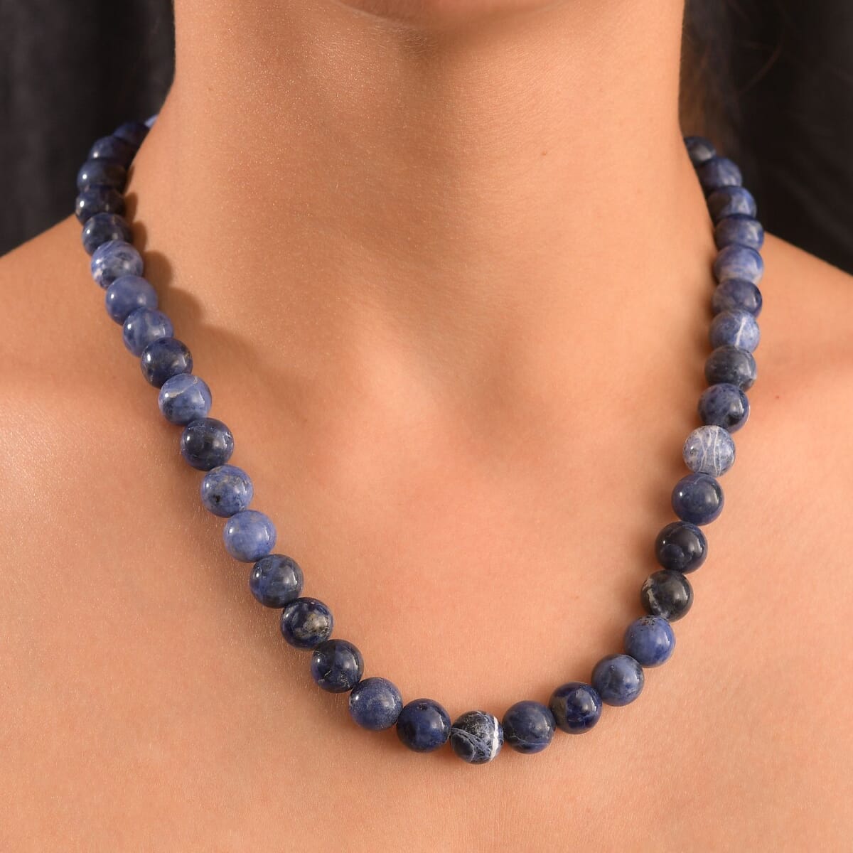 Sodalite 255.00 ctw Beaded Necklace in Platinum Bond 18 Inches image number 2