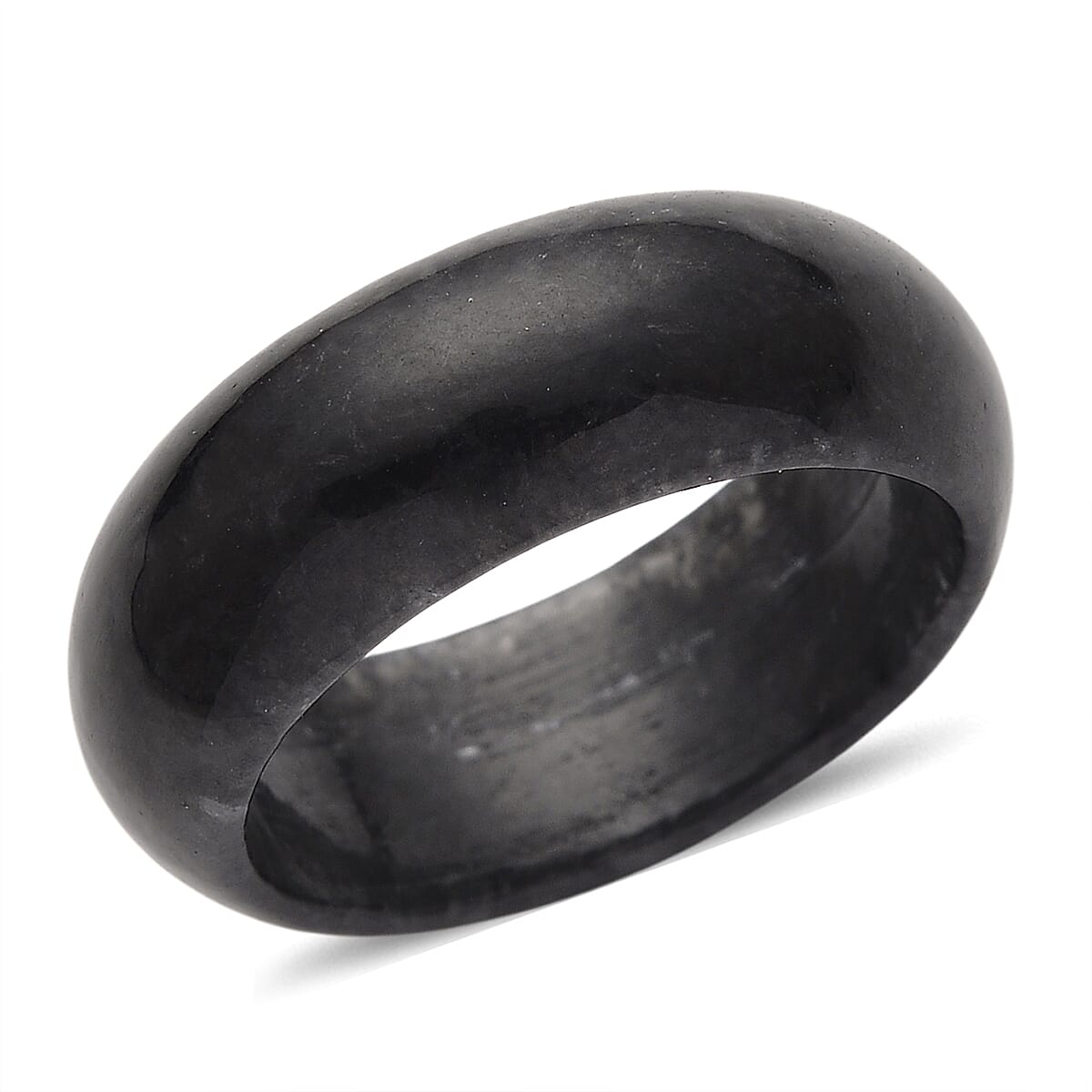 Black Jade Band Ring (Size 10.0) 25.00 ctw