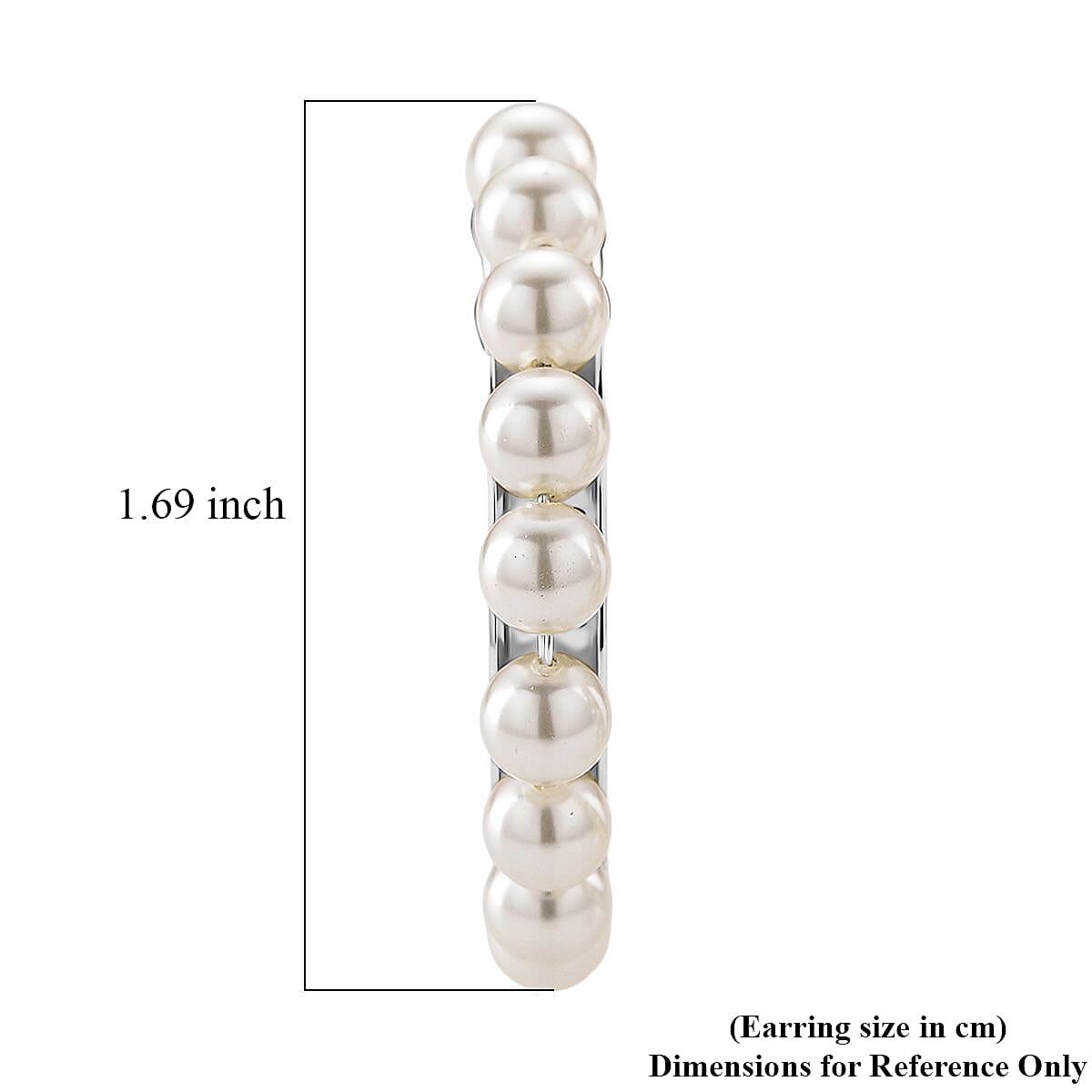 White Shell Pearl Hoop Earrings in Silvertone and Stainless Steel