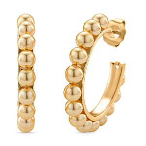 Golden Color Shell Pearl Hoop Earrings in Goldtone and ION Plated YG Stainless Steel