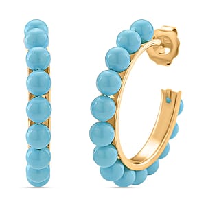 Doorbuster Sleeping Beauty Color Shell Pearl Hoop Earrings in Goldtone and ION Plated YG Stainless Steel