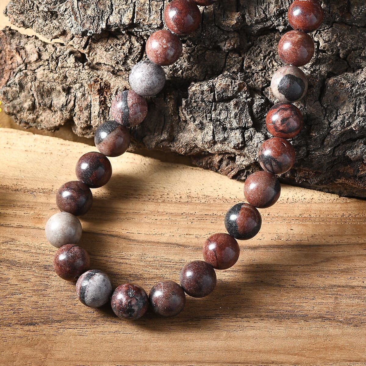 Multi Jasper 300.00 ctw Beaded Necklace in Platinum Bond 18 Inches image number 1
