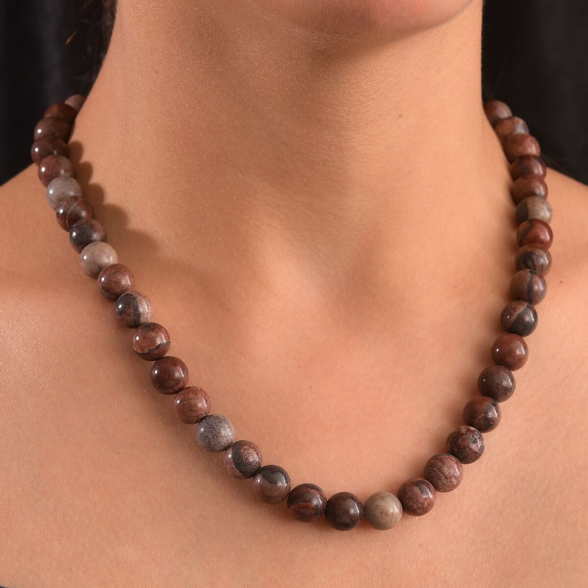 Multi Jasper 300.00 ctw Beaded Necklace in Platinum Bond 18 Inches image number 2