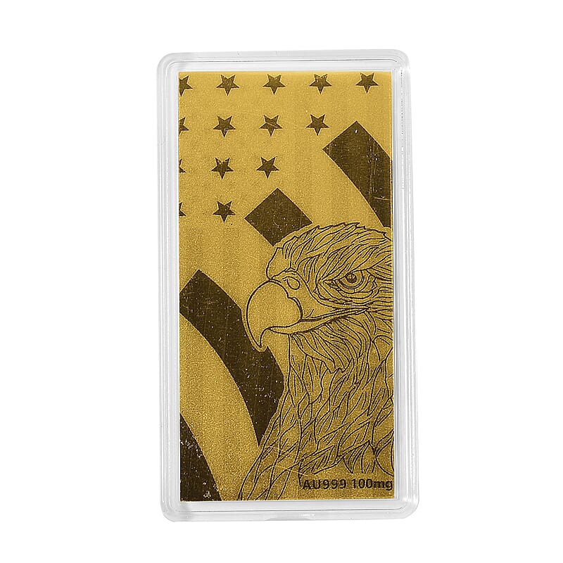 24K Gold Patriotic Golden Eagle Embossed Sheet 55x30mm 100mg