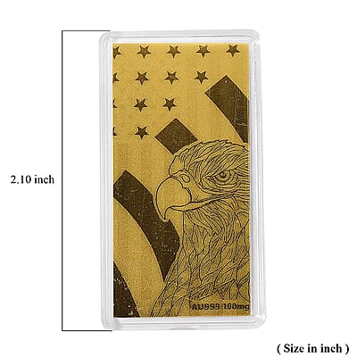 24K Gold Patriotic Golden Eagle Embossed Sheet 55x30mm 100mg