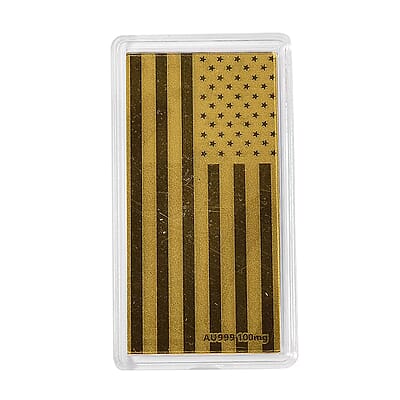 24K Gold Patriotic Golden Eagle Embossed Sheet 55x30mm 100mg